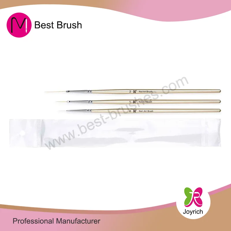 Set di pennelli per nail art con manico in legno dorato