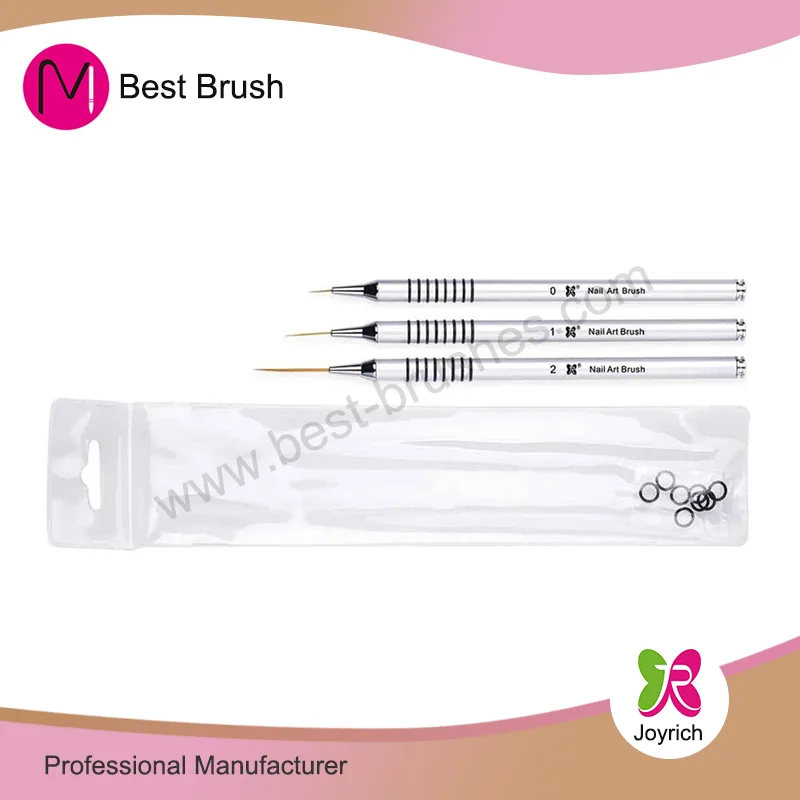 Set di pennelli per nail art in metallo con anelli
